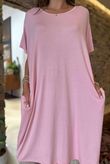 Made in Italy Perfect Pocketed T Shirt Dress Candy 